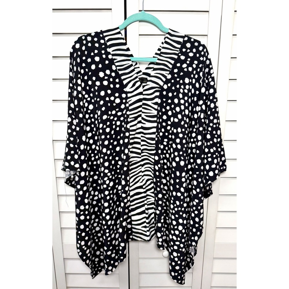 Coco + Carmen Animal Print Polka Dot Pullover Poncho Top Women's One Size NWOT